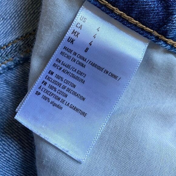 American Eagle Jean Skirt Mini Button Fly Short Raw Hem Cotton Y2K Women’s Sz 4 - Picture 6 of 6